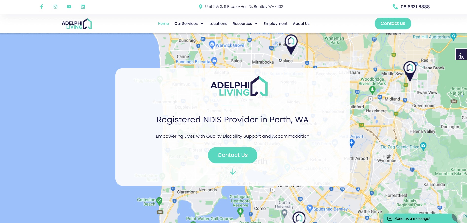 Adelphi Living NDIS provider website homepage built and managed by JimmyTech in Perth