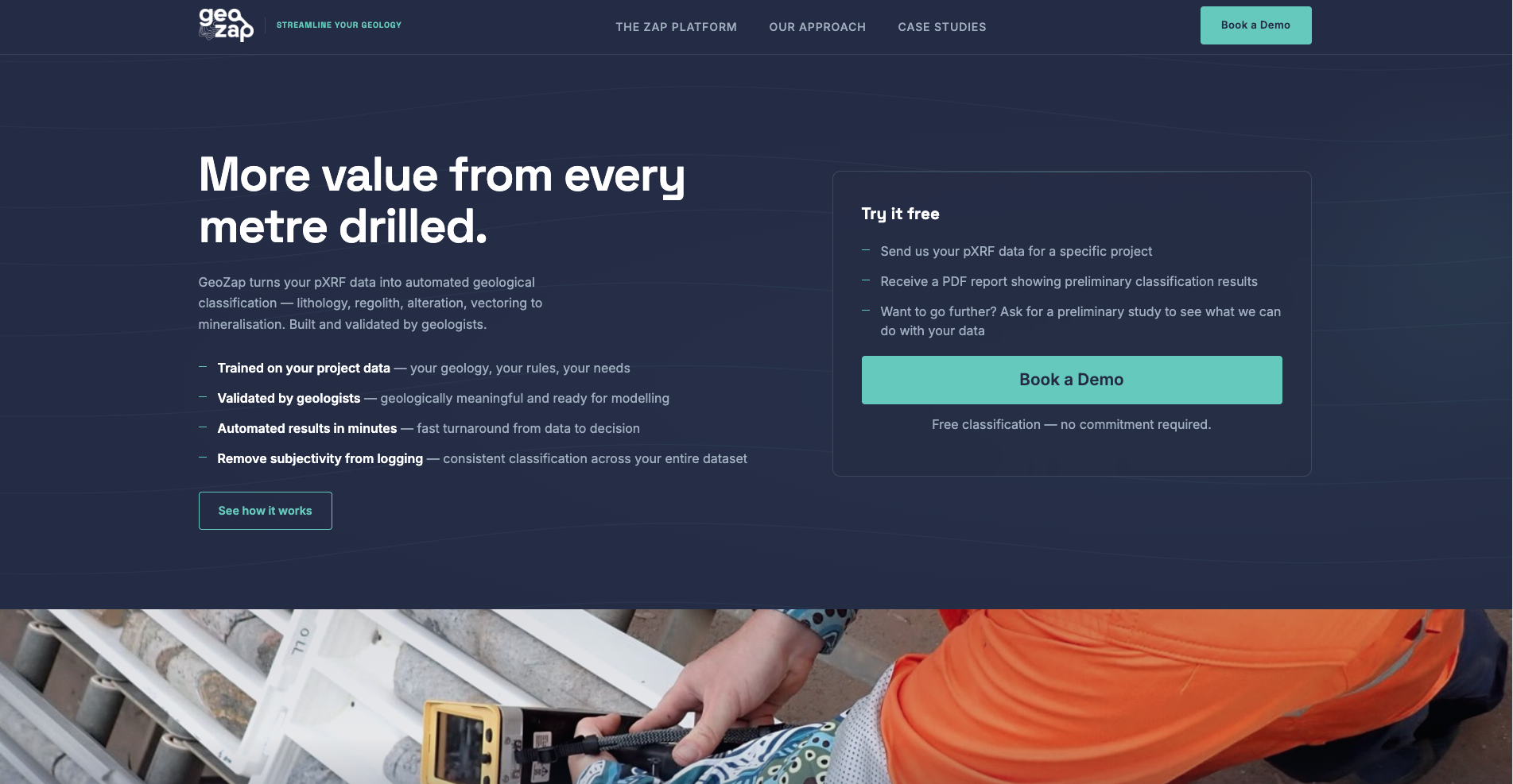 GeoZap custom WordPress theme homepage built by JimmyTech Perth