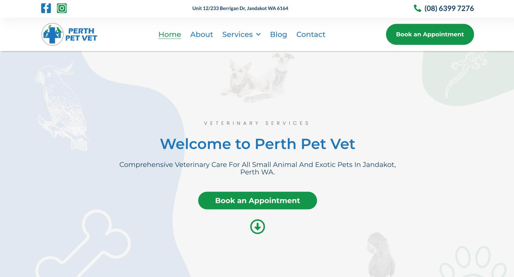 Perth Pet Vet Website Screenshot