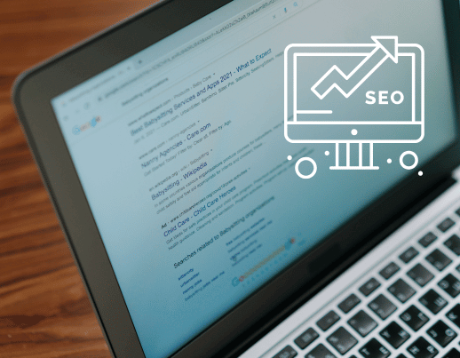 Digital illustration of analytics, search rankings, and data charts representing SEO and local optimisation by JimmyTech.